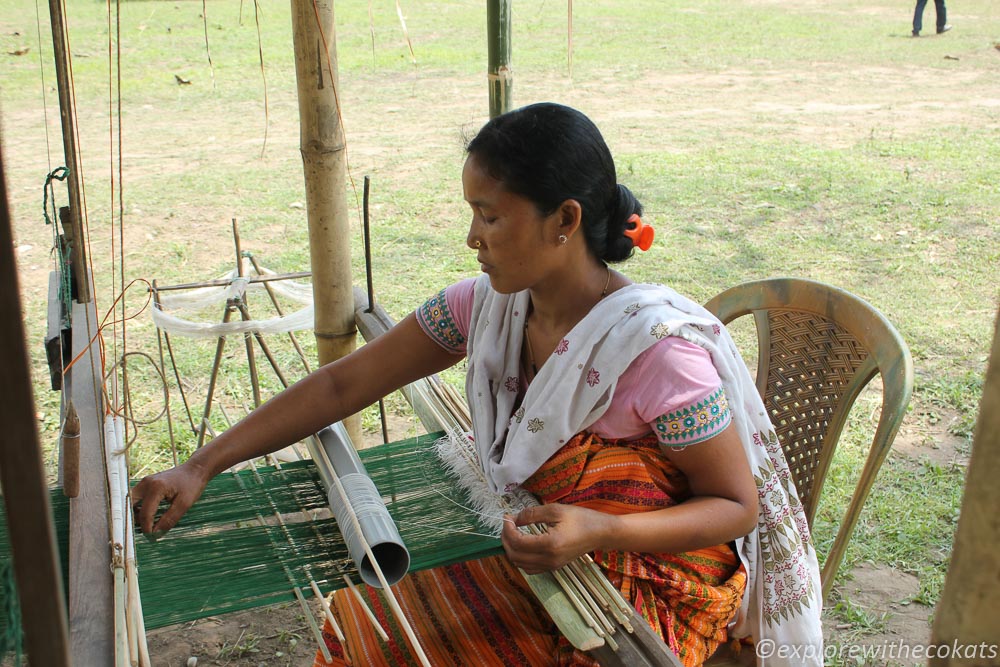 A local woman demonstrating handweaving
