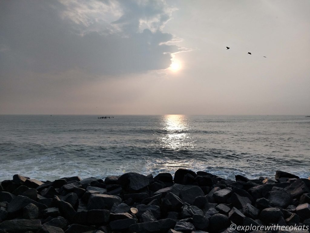 The rocky beach of Pondicherry