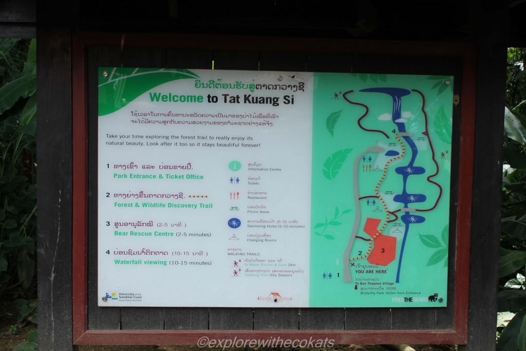 Kuang Si waterfalls map