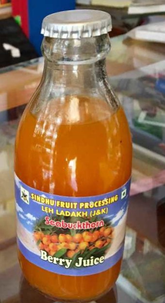 Leh berry packed as juice bottle