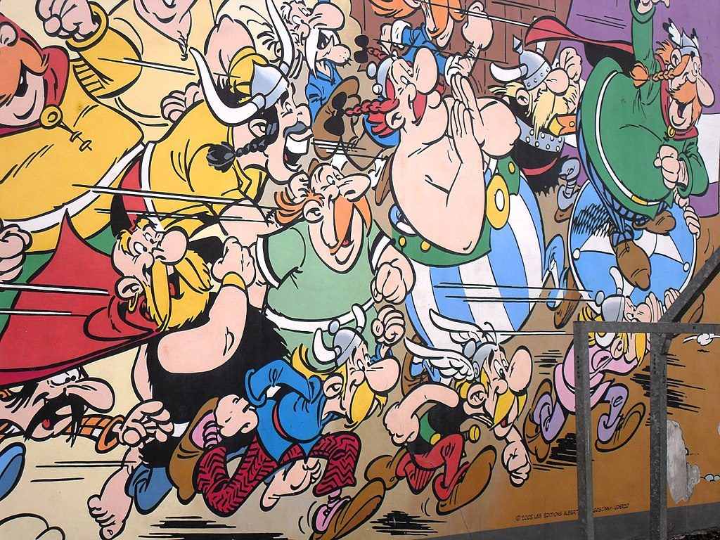 One of the cartoon walls