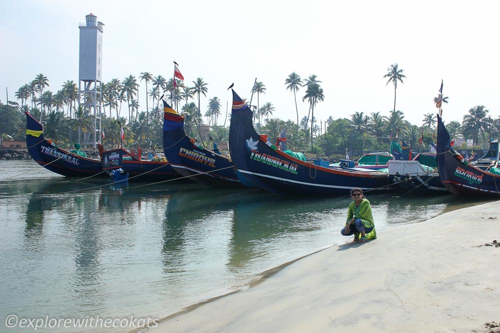 Posing with fishing boats