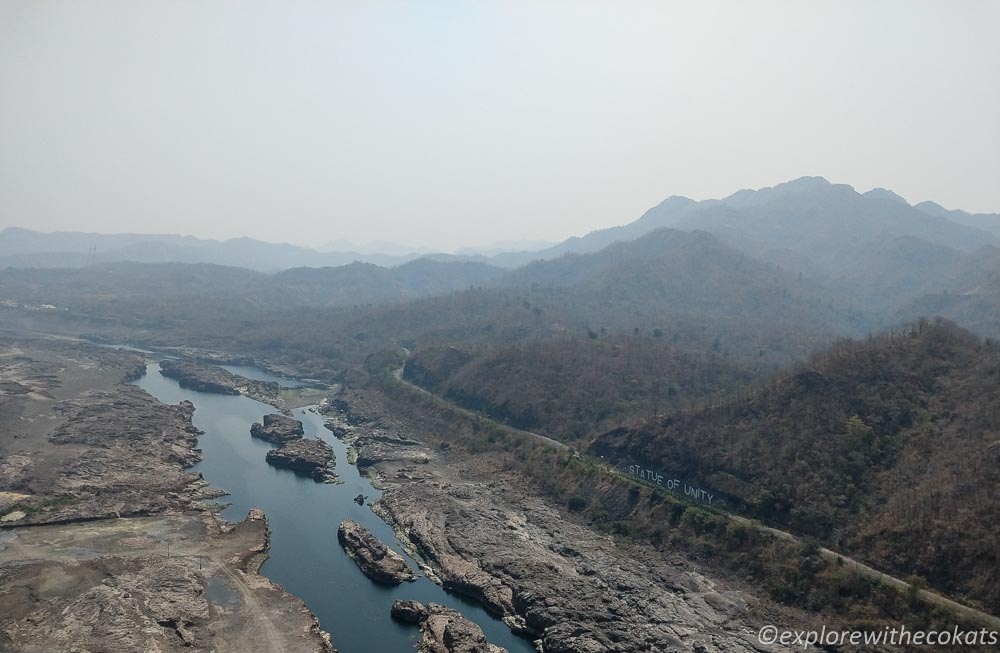 View of Narmada river as seen from the top floor of Statue of Unity