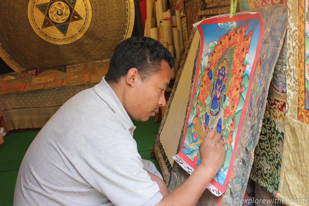 Thangka painting in progress