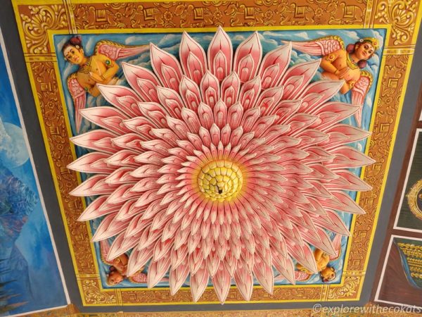 Mindfully crafted ceiling in the temple