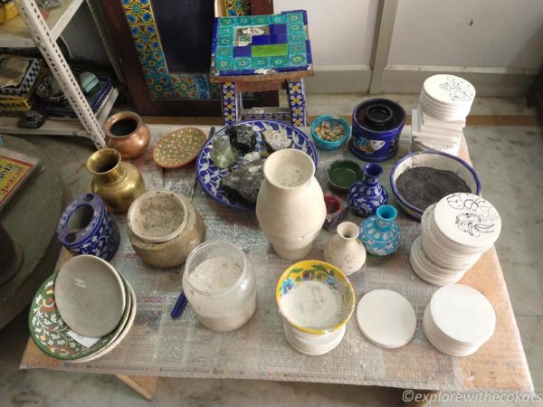 Raw materials used for Jaipur Blue Pottery