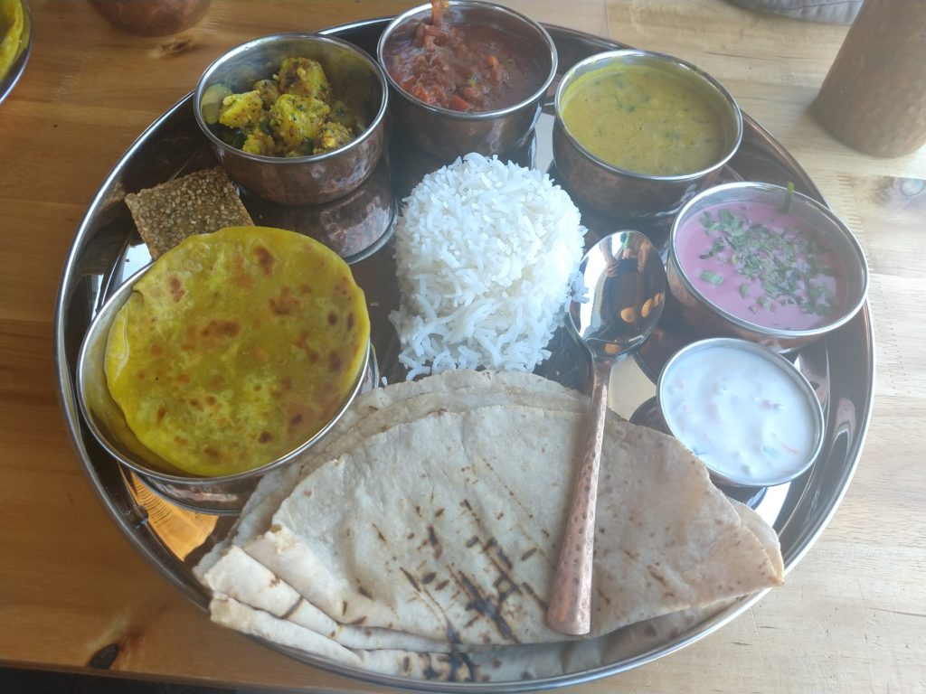 A vegetarian Konkani thali meal
