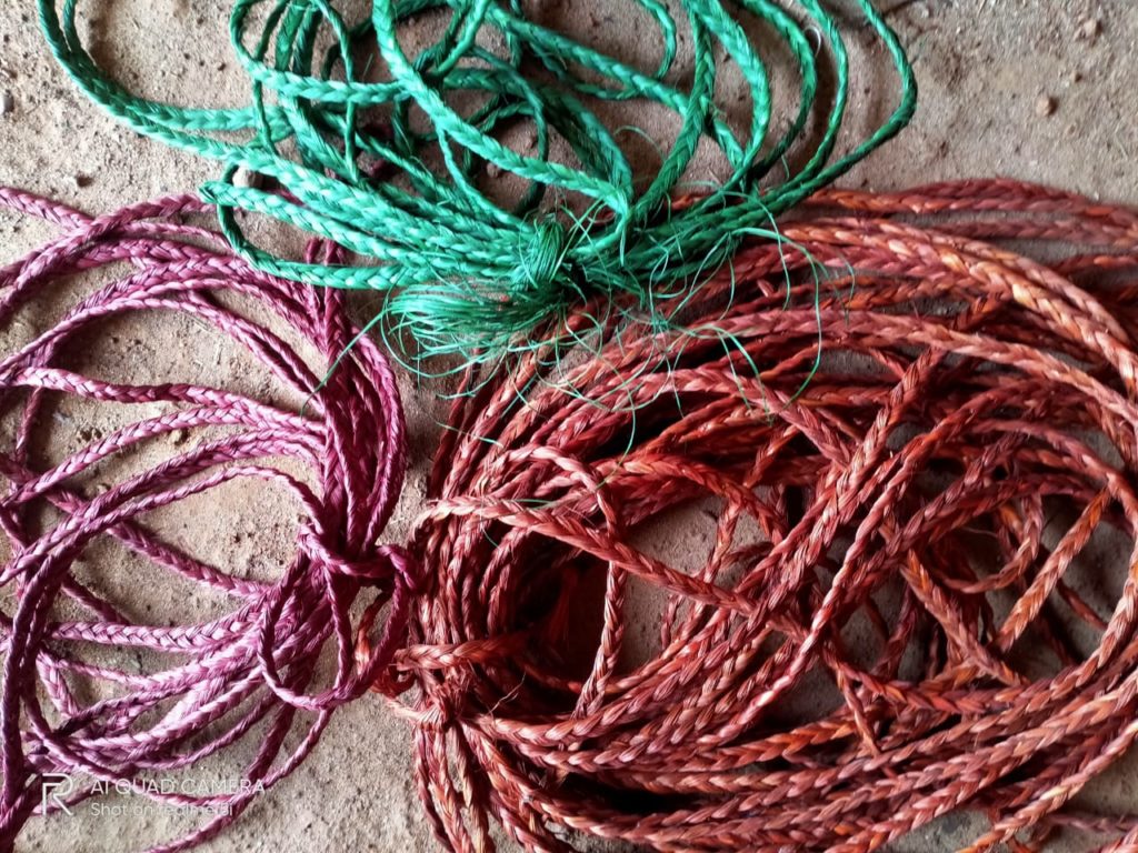 Dyed and braided Sabai grass