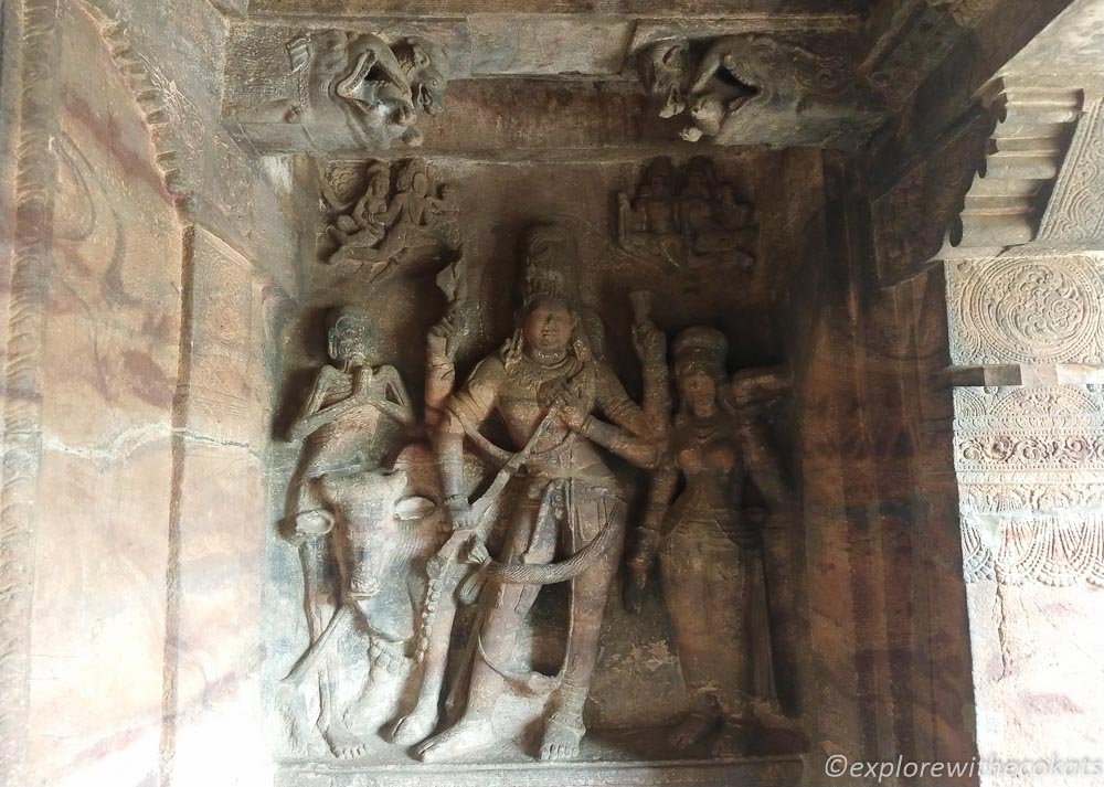 The sculpture of Ardhanarishwara with Bhringi