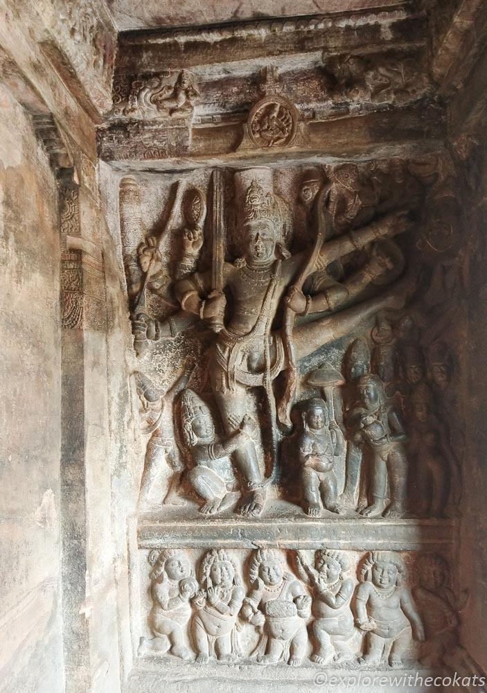 Vishnu Bhagwan as Trivikrama - sculpture at Badami temples