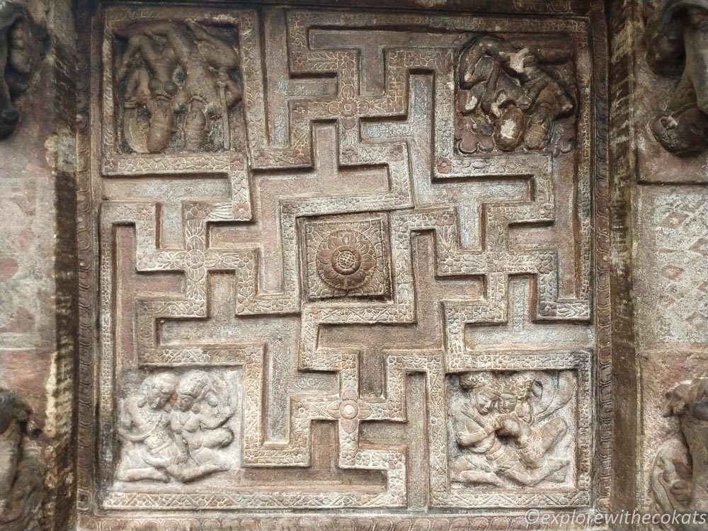 Swastika sculpture at Badami cave temples