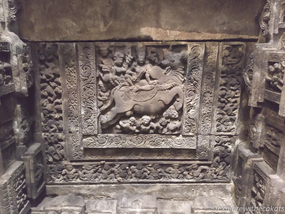 An intricately carved ceiling at Mahakuta temples