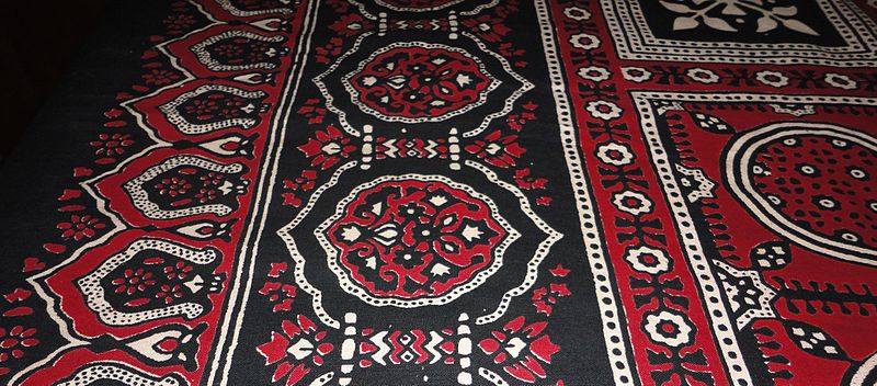 Ajrakh printed cloth - Famous crafts of Kutch