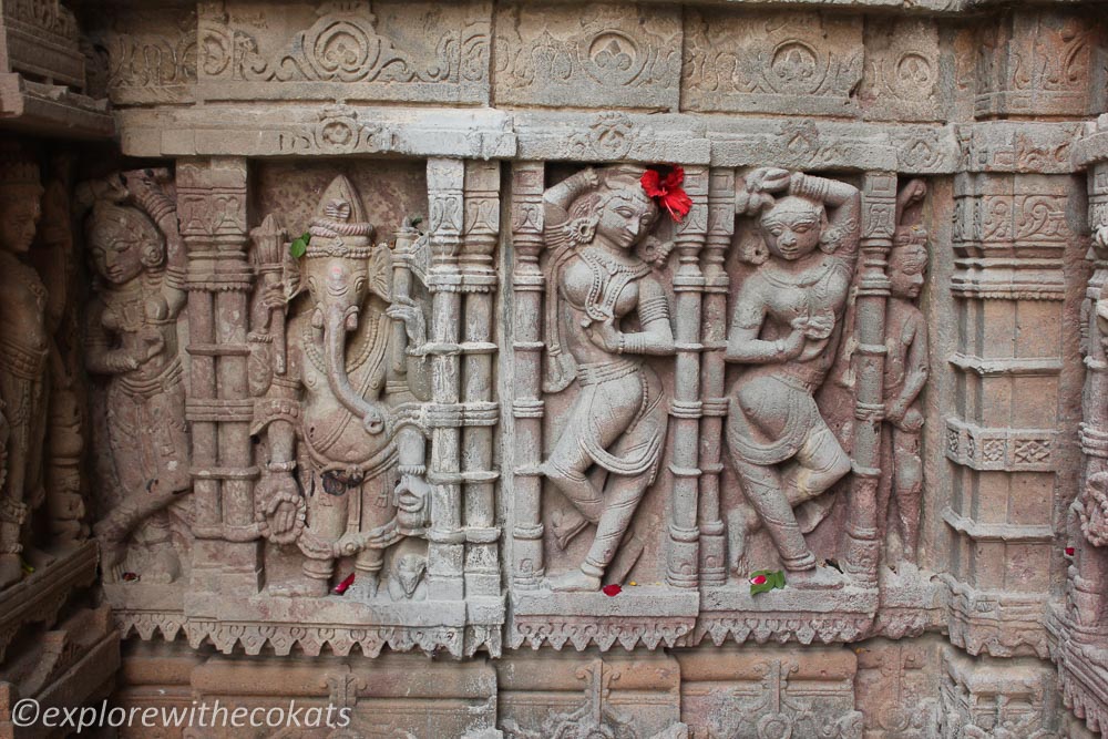 The carvings on the temple