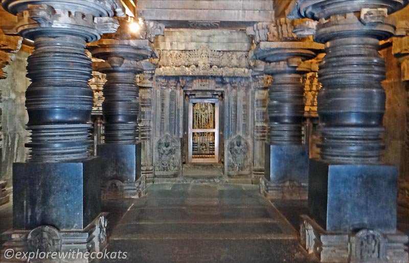 Inner interior of keshava temple at somanathapur