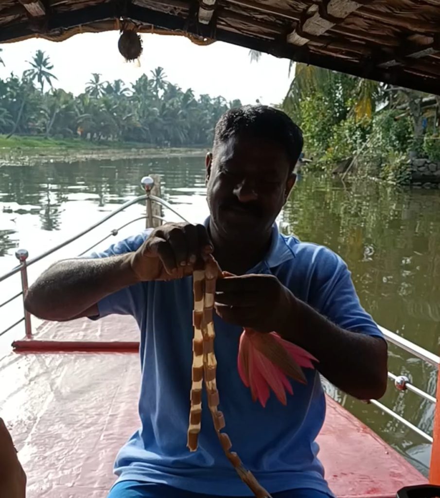 Necklace made from lotus stem