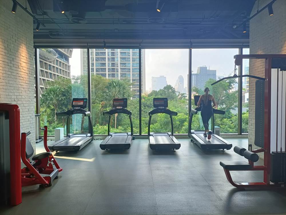 Gym overlooking the urban green spaces