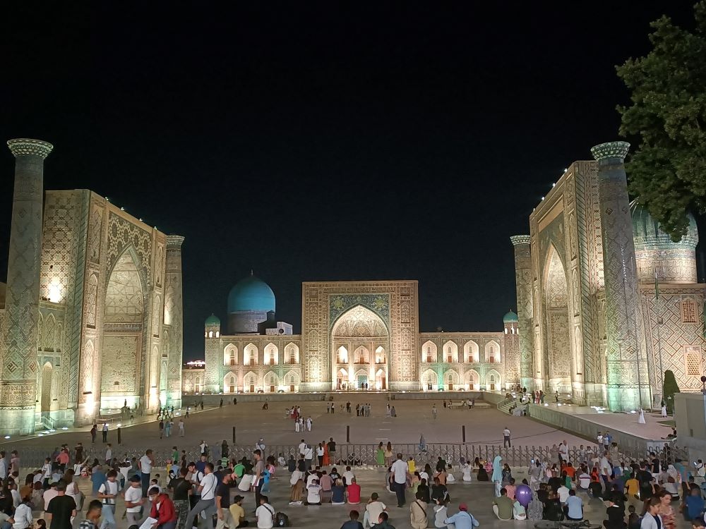 Registan square at night