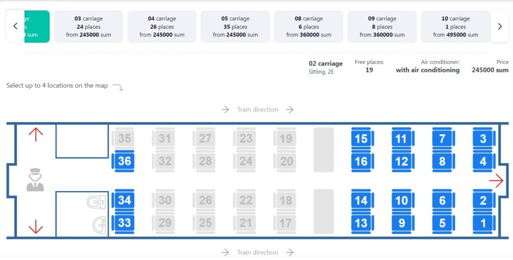 Booking online train in uzbekistan