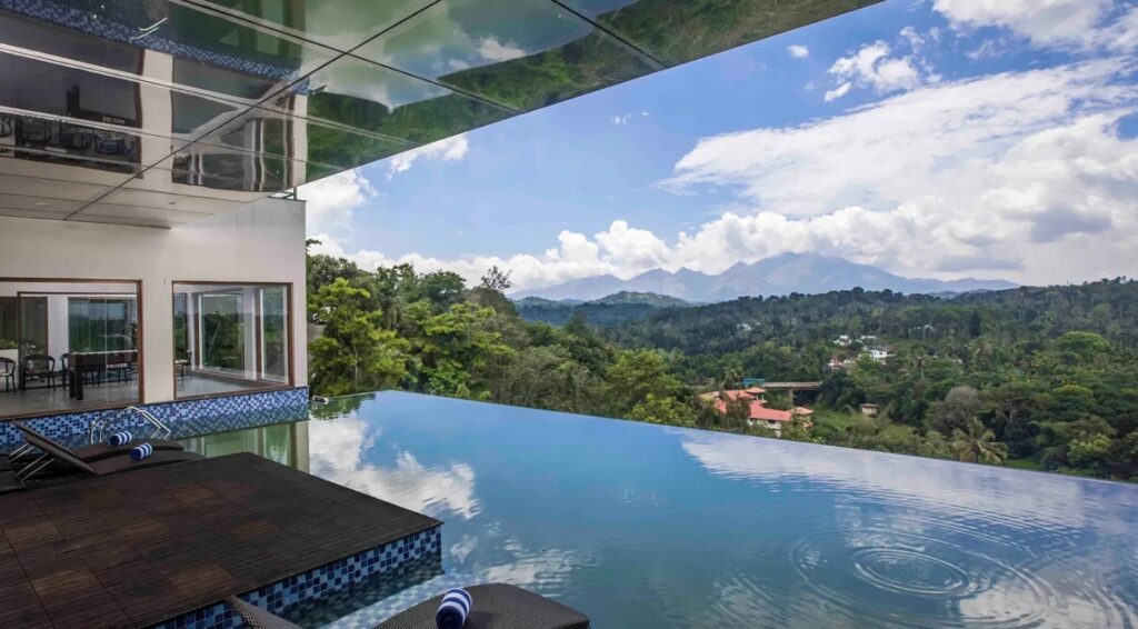 Infinity pool at Great Trails Wayanad by GRT Restaurant
