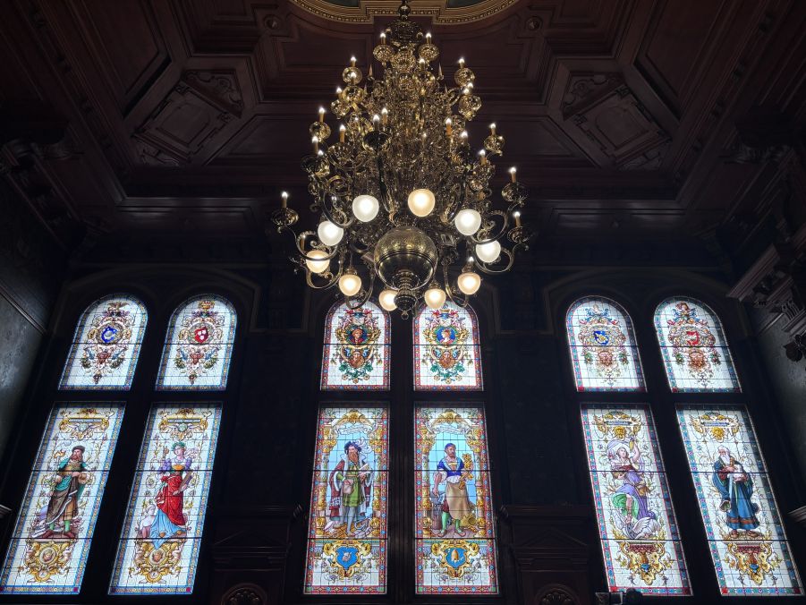 Glass paintings inside Liberec Town Hall