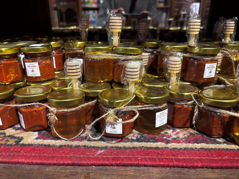 Adjika sauce bottles
